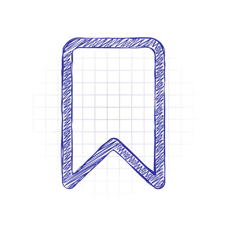 simple outline bookmark. Hand drawn sketched picture with scribble fill. Blue ink. Doodle on white backgroundのイラスト素材