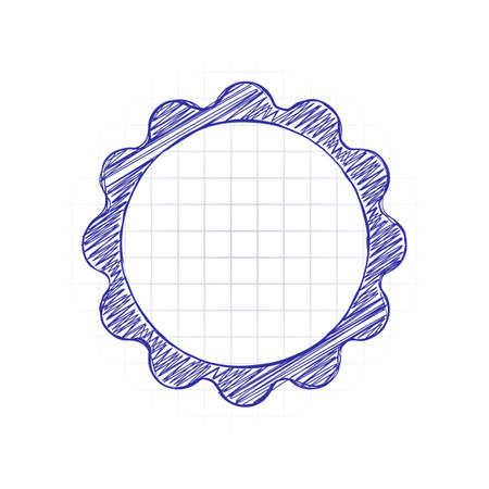 sun. simple icon. Hand drawn sketched picture with scribble fill. Blue ink. Doodle on white backgroundのイラスト素材