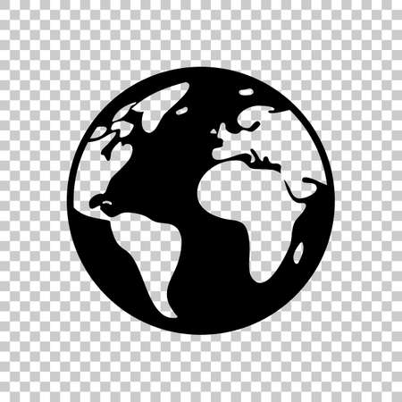 Earth planet, global map. Black symbol on transparent backgroundのイラスト素材