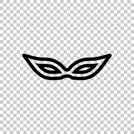 Masquerade mask, carnival or party, outline design. Black symbol on transparent backgroundのイラスト素材