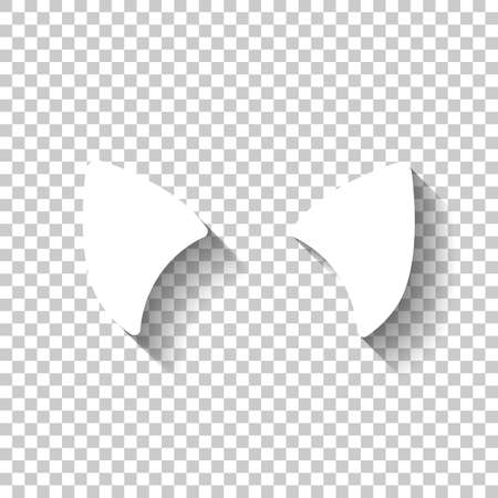 Cat ears, simple sign. White icon with shadow on transparent backgroundのイラスト素材