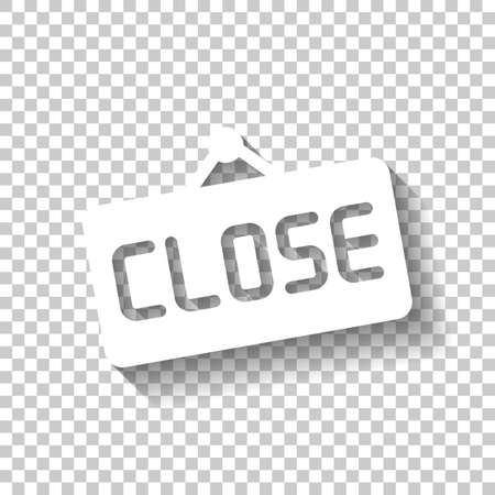 Signboard with close text, label for store. White icon with shadow on transparent backgroundのイラスト素材