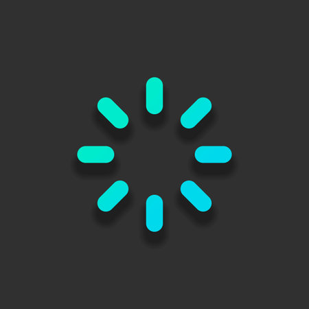 Loading or wait icon. Colorful logo concept with soft shadow on dark background. Icon color of azure...
