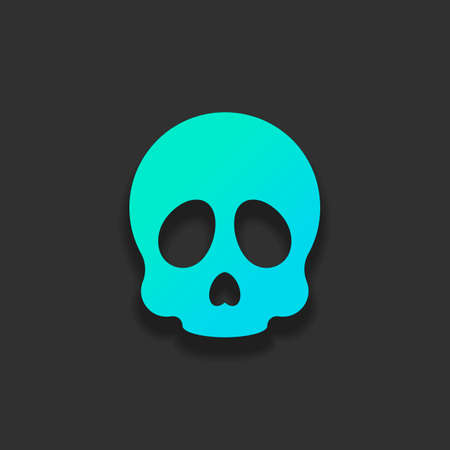 Simple skull icon. Colorful logo concept with soft shadow on dark background. Icon color of azure oceanのイラスト素材