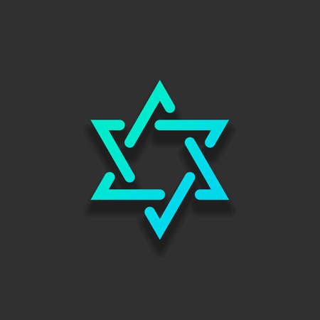 Star of david, simple icon. Colorful logo concept with soft shadow on dark background. Icon color of azure oceanのイラスト素材