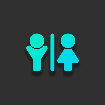 WC icon. Man and woman sign. Colorful logo concept with soft shadow on dark background. Icon color of azure oceanのイラスト素材