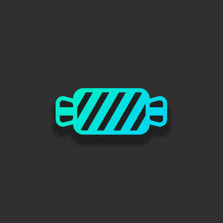 Striped candy icon. Tasty caramel. Colorful logo concept with soft shadow on dark background. Icon color of azure oceanのイラスト素材