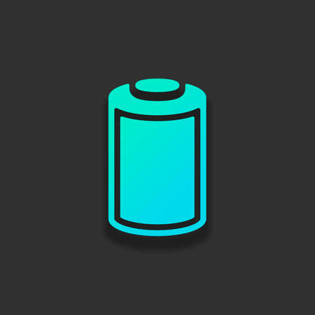 Full battery, technology icon. Colorful logo concept with soft shadow on dark background. Icon color of azure oceanのイラスト素材