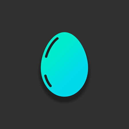 Simple icon of egg with reflection, sign of easter. Colorful logo concept with soft shadow on dark background. Icon color of azure oceanのイラスト素材
