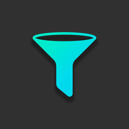 funnel or filter icon. Colorful logo concept with soft shadow on dark background. Icon color of azure oceanのイラスト素材