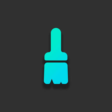 Paint brush, simple icon. Colorful logo concept with soft shadow on dark background. Icon color of azure oceanのイラスト素材
