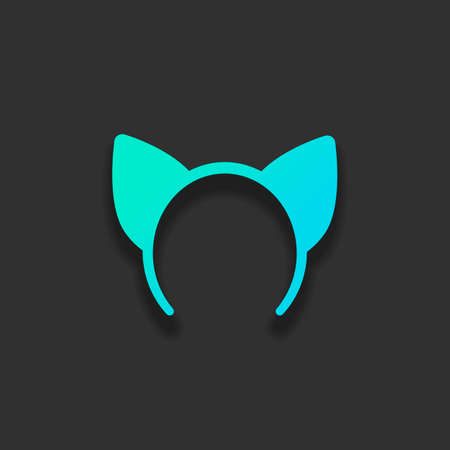 Cat ears band for head. Colorful logo concept with soft shadow on dark background. Icon color of azure oceanのイラスト素材
