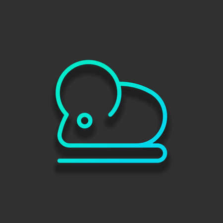 Mouse or rat, animal, outline design. Colorful logo concept with soft shadow on dark background. Icon color of azure oceanのイラスト素材
