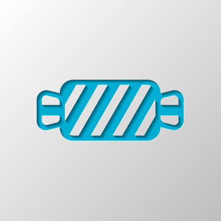 Striped candy icon. Tasty caramel. Paper design. Cutted symbol with shadowのイラスト素材