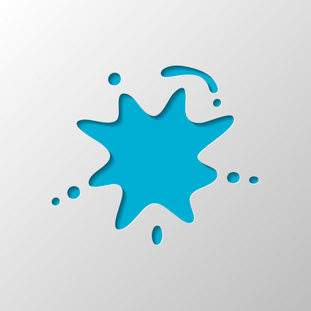 Ink spot, paint stain, simple icon. Paper design. Cutted symbol with shadow
