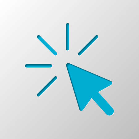 Computer pointer, cursor or mouse arrow, click. Paper design. Cutted symbol with shadowのイラスト素材