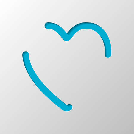 Heart, love symbol, playing card game, outline design. Paper design. Cutted symbol with shadowのイラスト素材
