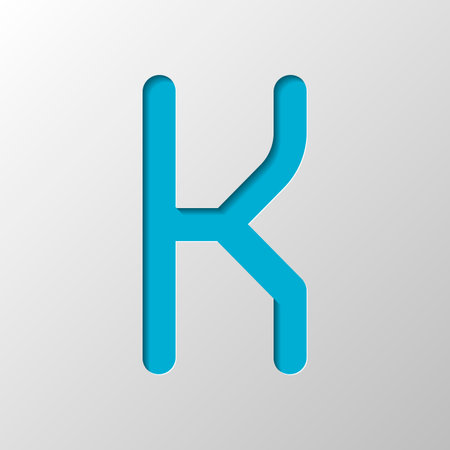Letter K of alphabet, isolated outline symbol. Paper design. Cutted symbol with shadowのイラスト素材