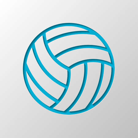 Volleyball ball, beach sport, outline design. Paper design. Cutted symbol with shadowのイラスト素材