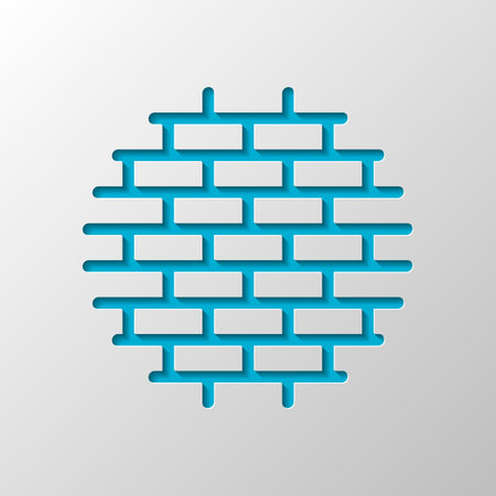Brick wall, protection logo, outline design. Paper design. Cutted symbol with shadowのイラスト素材