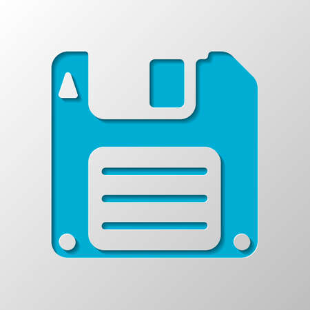 Diskette, floopy disk, save file. Paper design. Cutted symbol with shadowのイラスト素材