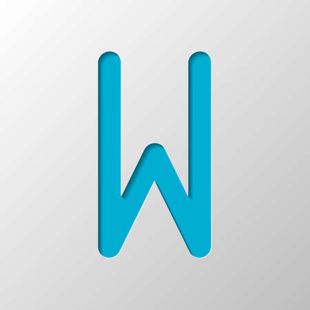 Letter W of alphabet, isolated outline symbol. Paper design. Cutted symbol with shadowのイラスト素材