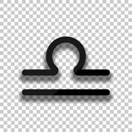 Astrological sign. Libra simple icon. Black glass icon with soft shadow on transparent backgroundのイラスト素材