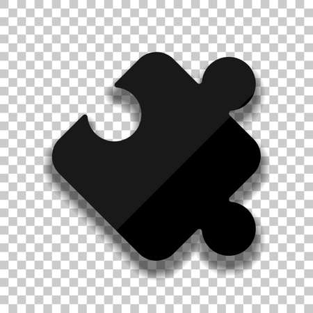 Piece of puzzle, sign of logic, simple icon. Black glass icon with soft shadow on transparent backgroundのイラスト素材