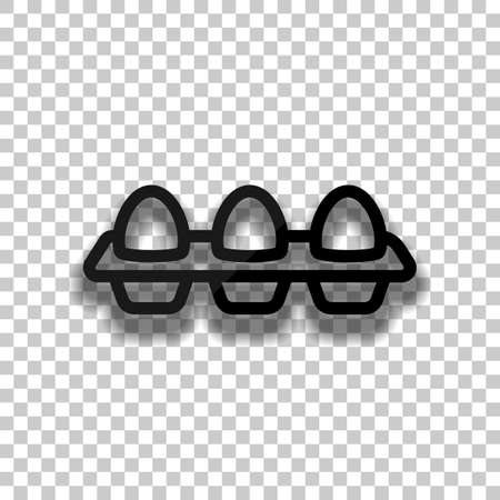 egg tray, linear outline icon. Black glass icon with soft shadow on transparent backgroundのイラスト素材