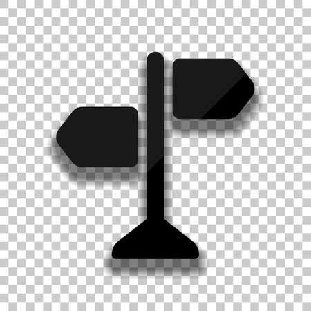 Signpost, pictogram of directions, make a choice, simple icon. Black glass icon with soft shadow on transparent backgroundのイラスト素材