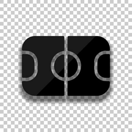 soccer field, football stadium, sport icon. Black glass icon with soft shadow on transparent backgroundのイラスト素材