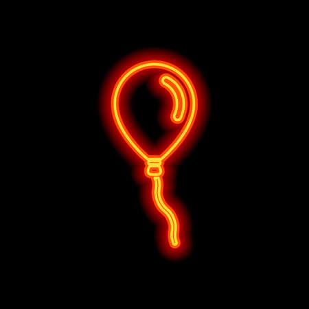 Air balloon icon. Sign of celebration. Orange neon style on black background. Light iconのイラスト素材