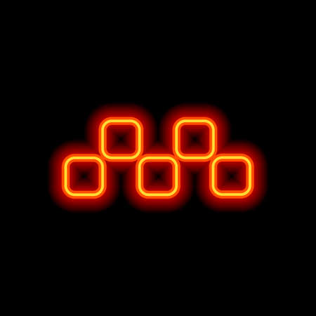 Taxi cab or car. Simple icon. Orange neon style on black background. Light iconのイラスト素材