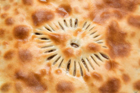 Close up of pie with meat for the backgroundの写真素材