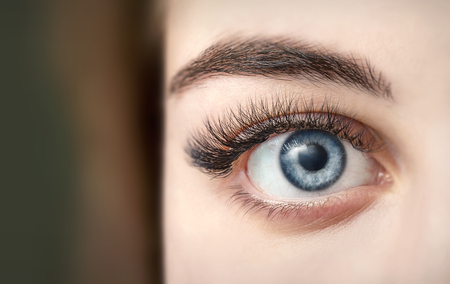 Beautiful eyes girl close-up. Place for copyspace.の写真素材