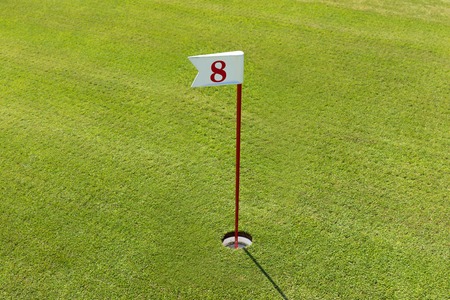 hole in the Golf course with number. Playing Golf on the green grassの写真素材