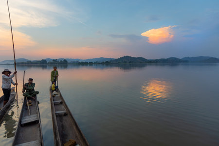 Vietnam, Daklak province, 22 March 2019 year, people from daklak province are going to sail on...