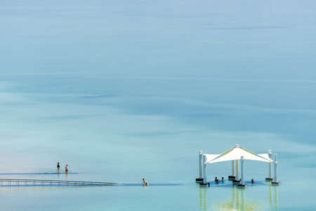 shores of the dead sea in Israel on a sunny day. beautiful nature of the dead sea and . Beach at Ein Bokekの写真素材