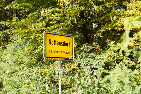 General city entrance sign Nottensdorf (Germany)の写真素材