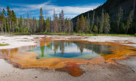 Red geyser pool in yellowstone national parkの写真素材