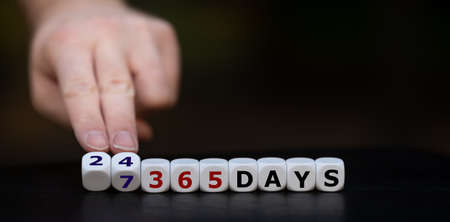 Dice form the expression "24/7 365 days".の写真素材