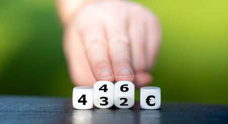 Symbol for the increase of social benefits in Germany (called Hartz IV) from 432 euro to 446 euro in...