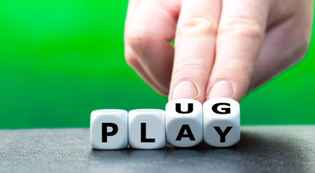 Dice form the words plug and play.