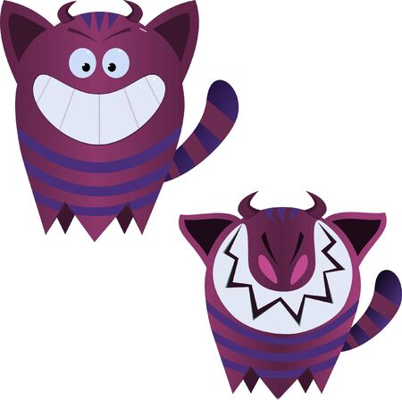 Ghostly cats set on whiteのイラスト素材
