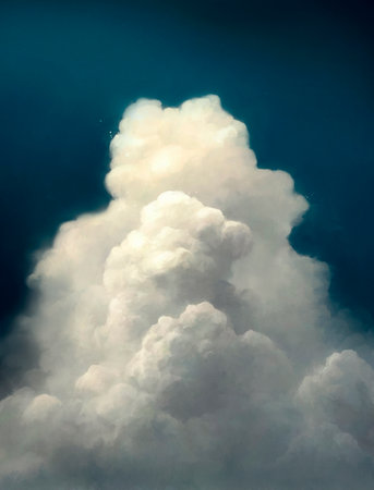 Figure artistic white clouds on a dark blue background with not large splashesの写真素材