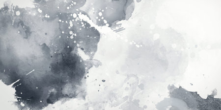 Watercolor background with particle splashes elements on light backgroundの写真素材