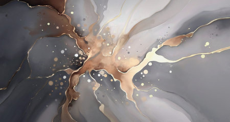 background abstraction under a golden splash on a gray watercolorの写真素材