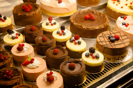 Various Different Types Of Sweet Cakes In Pastry Shopの写真素材