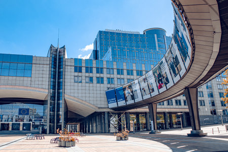 Brussels, Belgium - July 20, 2020: the European Parliament, seat of European democracyのeditorial素材
