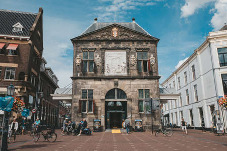Gouda, Netherlands - July 20, 2020: the cheese weighing house at the Markt square. The Waag was built in 1668-1670のeditorial素材